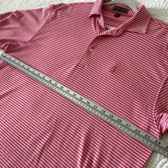 Peter Millar Summer Comfort Red & White Striped Polo Shirt L Golf - Picture 8 of 12